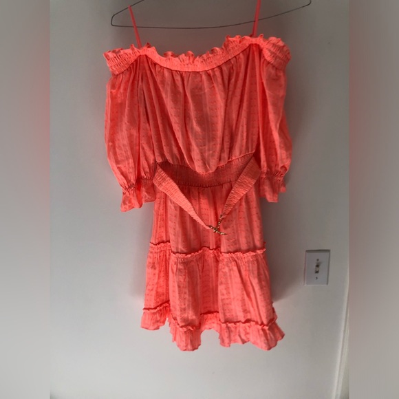 NWT Lilly Pulitzer Louisa Belted Off the Shoulder Mini Dress in Papaya Punch M - Picture 2 of 16